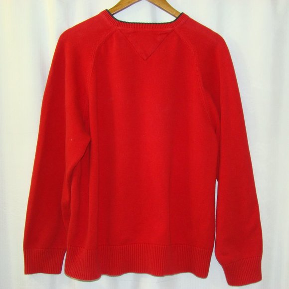 Tommy Hilfiger Men's Red Crewneck Raglan Sweater Embroidered Flag Logo XXL 2008 - Picture 5 of 9
